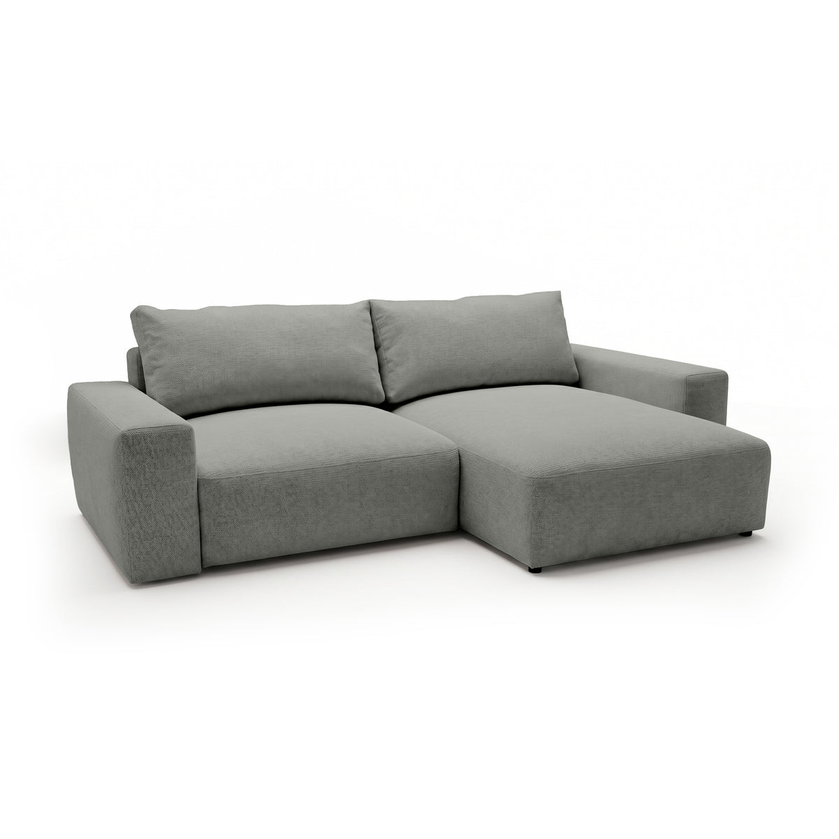 Modulares Ecksofa Iskeli Stahlgrau (ARAGON 83) rechtsseitig Schrägansicht – Ecksofa mit Ottomane im Stoff Aragon