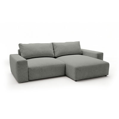 Modulares Ecksofa Iskeli Stahlgrau (ARAGON 83) rechtsseitig Schrägansicht – Ecksofa mit Ottomane im Stoff Aragon