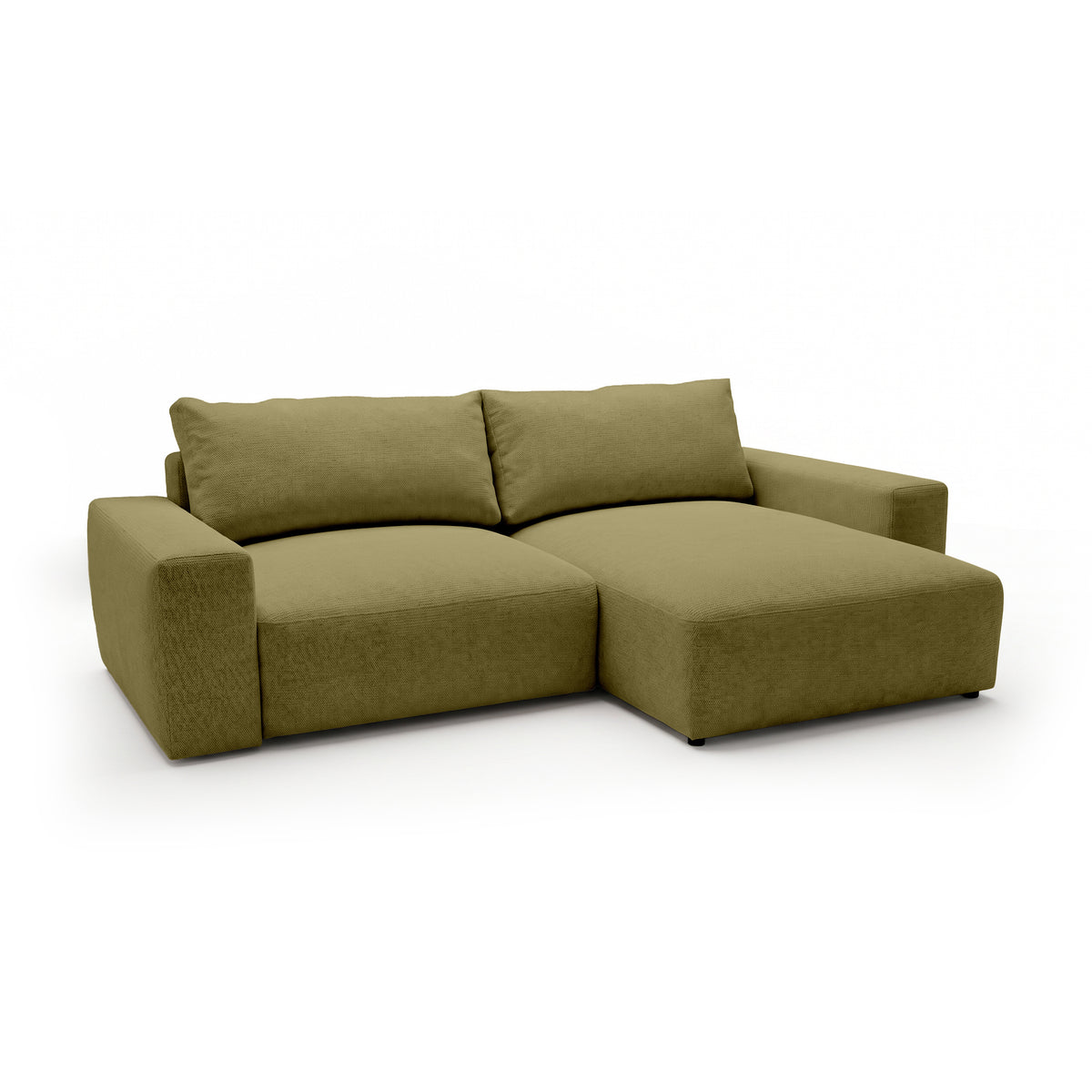 Modulares Ecksofa Iskeli Goldenes Leinen (ARAGON 35) rechtsseitig Schrägansicht – Ecksofa mit Ottomane im Stoff Aragon