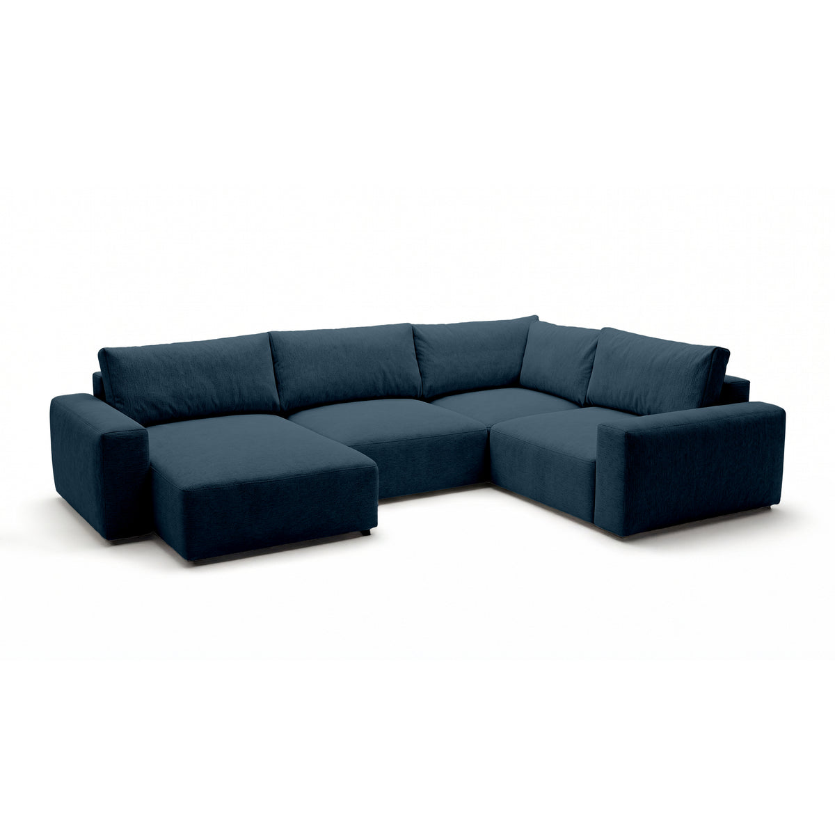 Modulares Ecksofa UL Iskeli Plus 341 cm Tintentgranit (ARAGON 74) linksseitig Schrägansicht – großes Ecksofa im Stoff Aragon