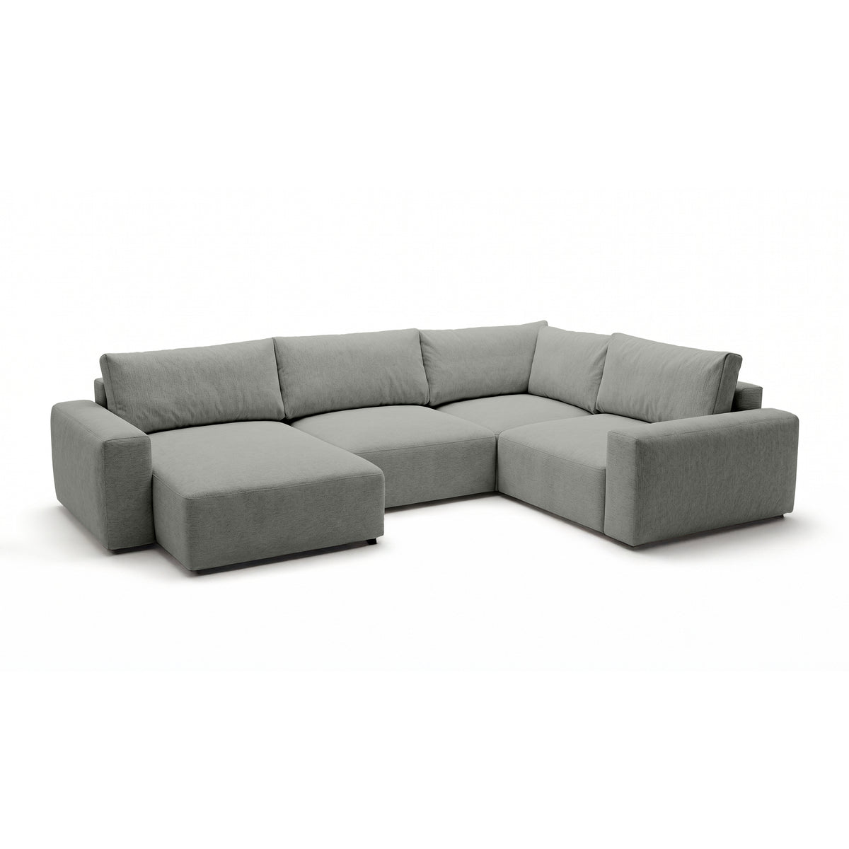 Modulares Ecksofa UL Iskeli Plus 341 cm Stahlgrau (ARAGON 83) linksseitig Schrägansicht – großes Ecksofa im Stoff Aragon
