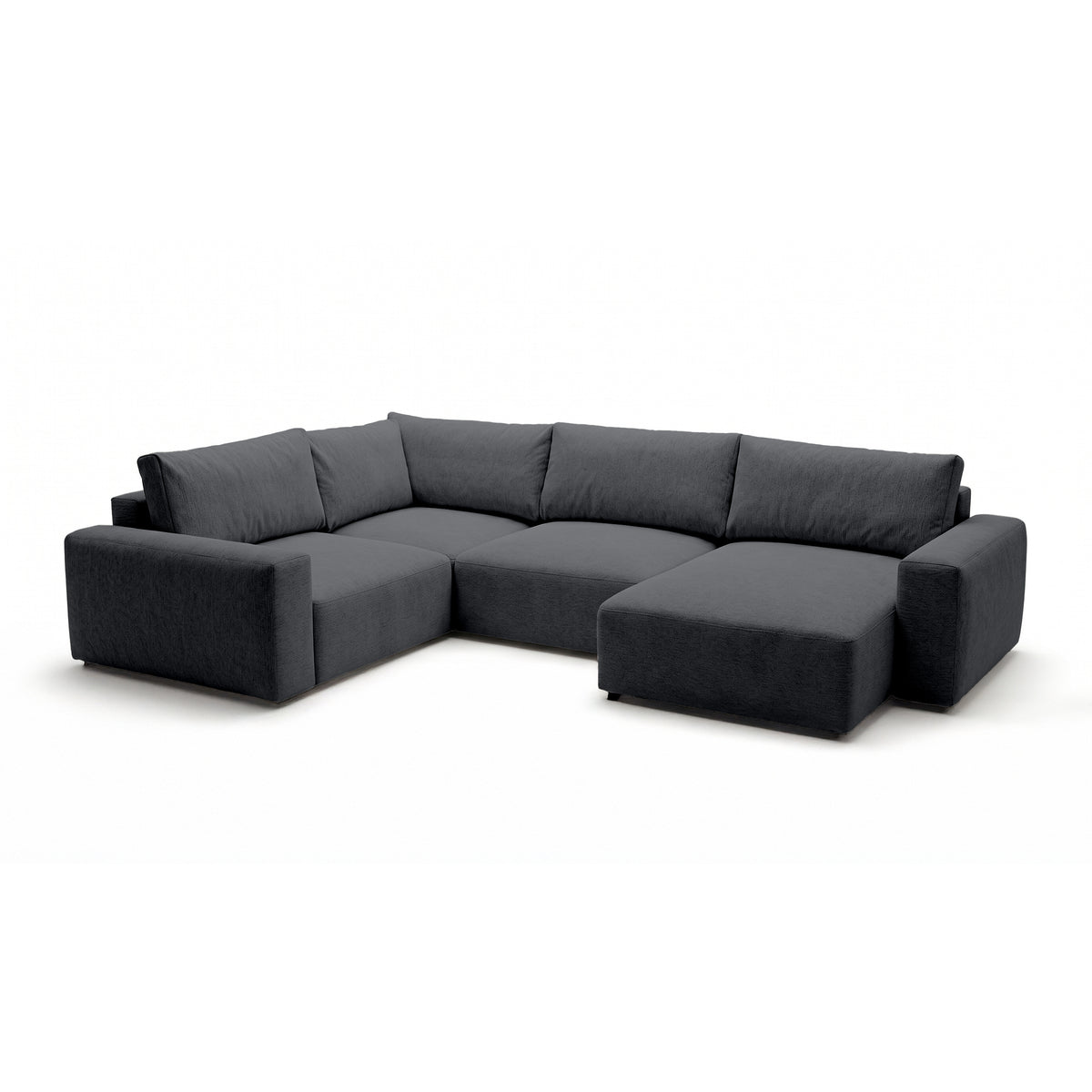 Modulares Ecksofa UL Iskeli Plus 341 cm Dunkle Asche (ARAGON 93) rechtsseitig Schrägansicht – großes Ecksofa im Stoff Aragon