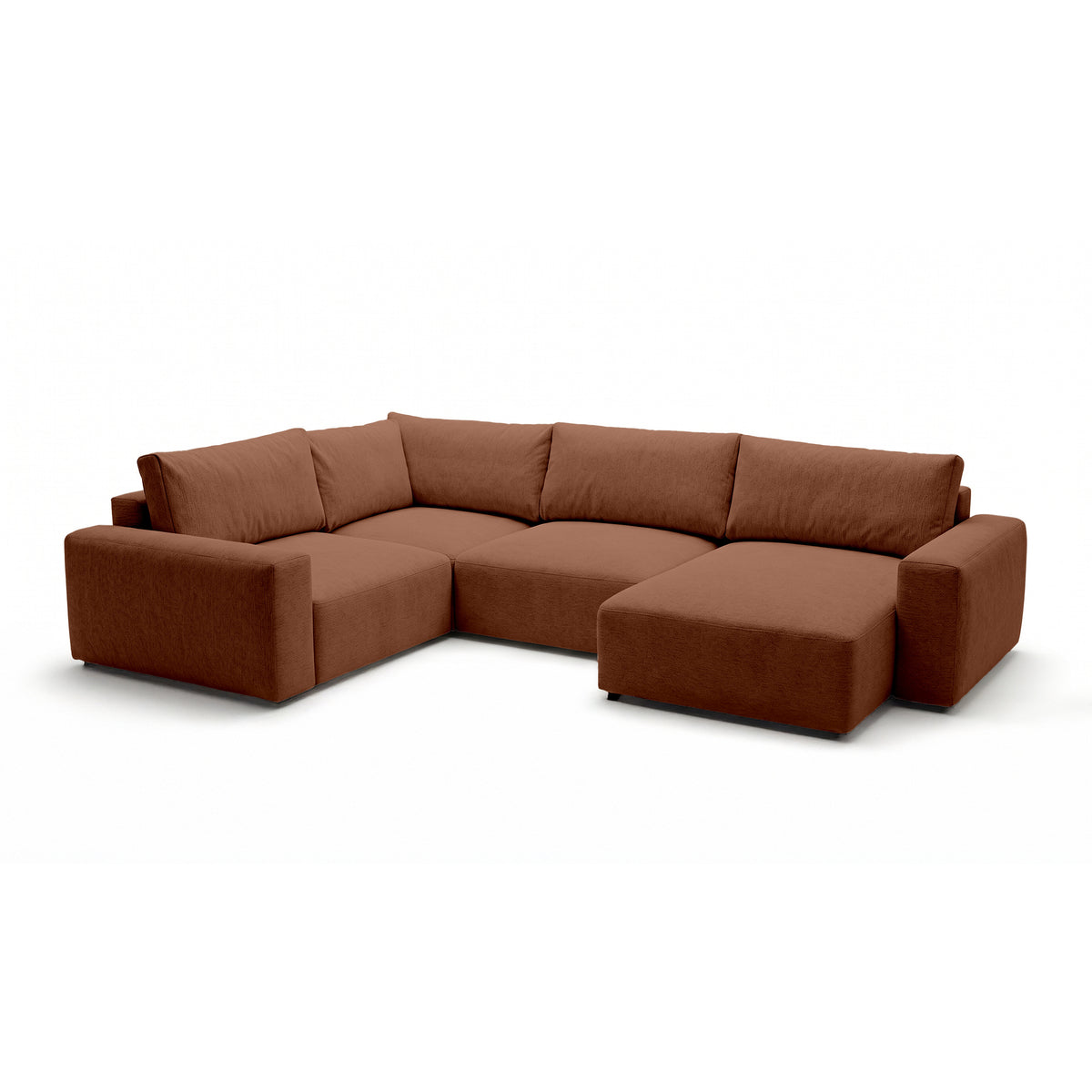Modulares Ecksofa UL Iskeli Plus 341 cm Zimt-Matt (ARAGON 56) rechtsseitig Schrägansicht – großes Ecksofa im Stoff Aragon