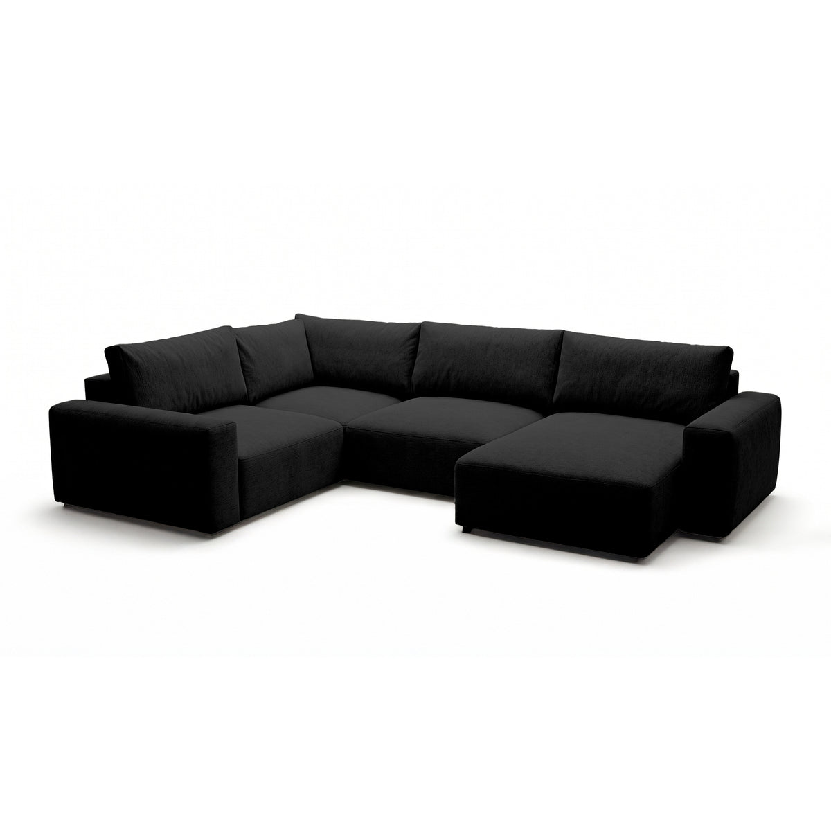 Modulares Ecksofa UL Iskeli Plus 341 cm Raven's Deep (ARAGON 99) rechtsseitig Schrägansicht – großes Ecksofa im Stoff Aragon