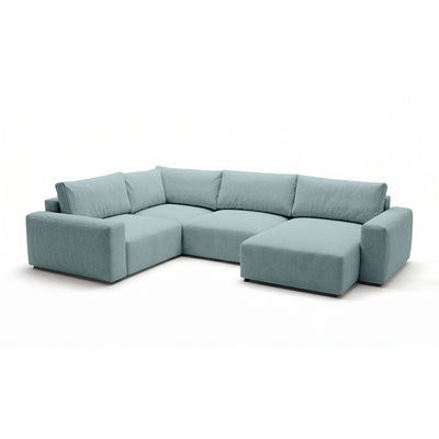 Modulares Ecksofa UL Iskeli Plus 341 cm Eisazur (ARAGON 70) rechtsseitig Schrägansicht – großes Ecksofa im Stoff Aragon