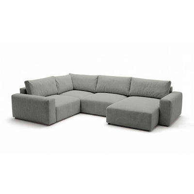 Modulares Ecksofa UL Iskeli Plus 341 cm Stahlgrau (ARAGON 83) rechtsseitig Schrägansicht – großes Ecksofa im Stoff Aragon