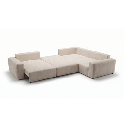 Modulares Ecksofa UL Iskeli Plus Creme Taupe (ARAGON 03) linksseitig ausgeklappt – Ecksofa zum täglichen Schlafen