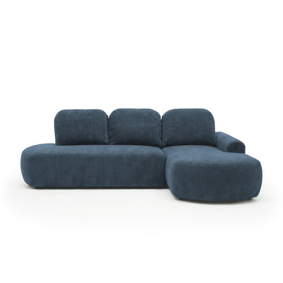 Ecksofa Moluni 263 cm Marinefels (BELLINI 18) rechtsseitig – ausklappbares Ecksofa mit Bettkasten