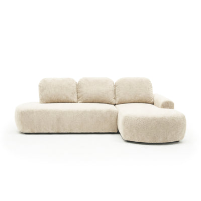 Ecksofa Moluni 263 cm Leinenstein (BELLINI 20) rechtsseitig – Plüsch-Ecksofa mit Récamiere