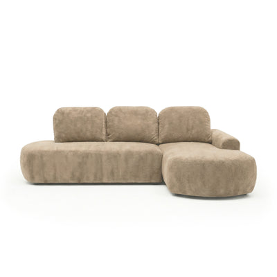 Ecksofa Moluni 263 cm Sandbaumwolle (BELLINI 07) rechtsseitig – Ecksofa im Modern-Organic-Stil