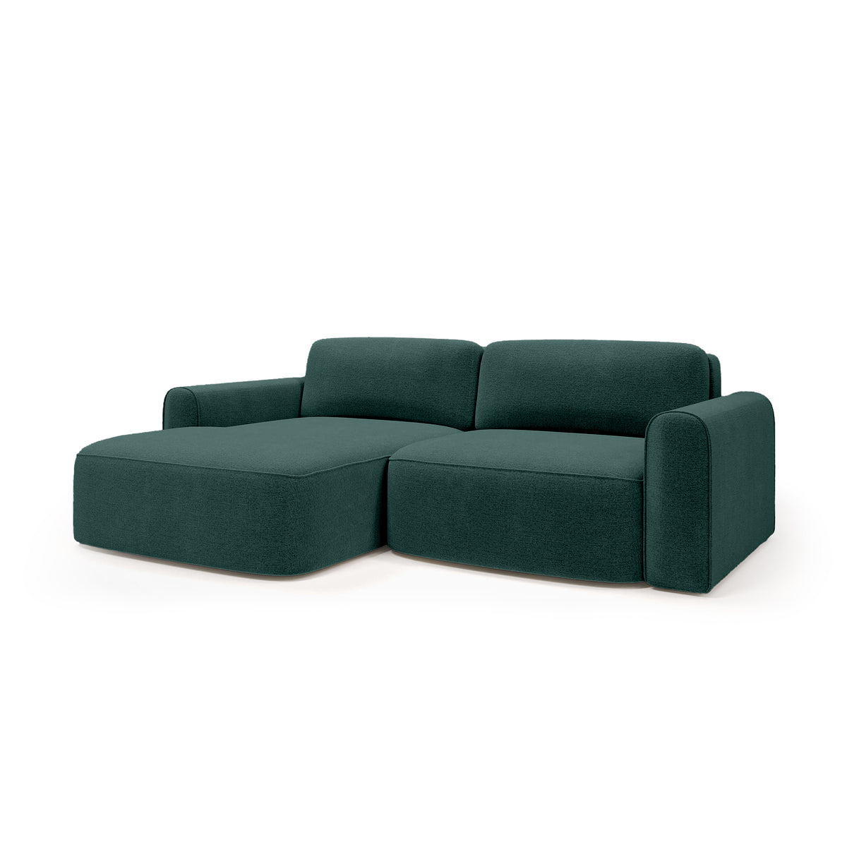Ecksofa Saniri linksseitig in Waldtürkis (CASTEL 75) – gepolstertes Ecksofa