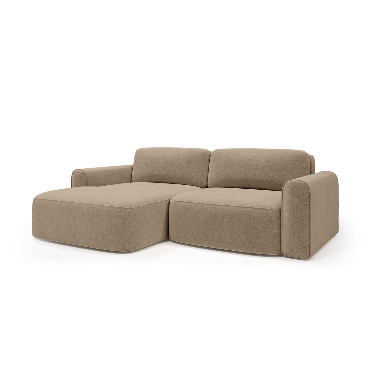 Ecksofa Saniri linksseitig in Walnussleinen (CASTEL 15) – gepolstertes Ecksofa