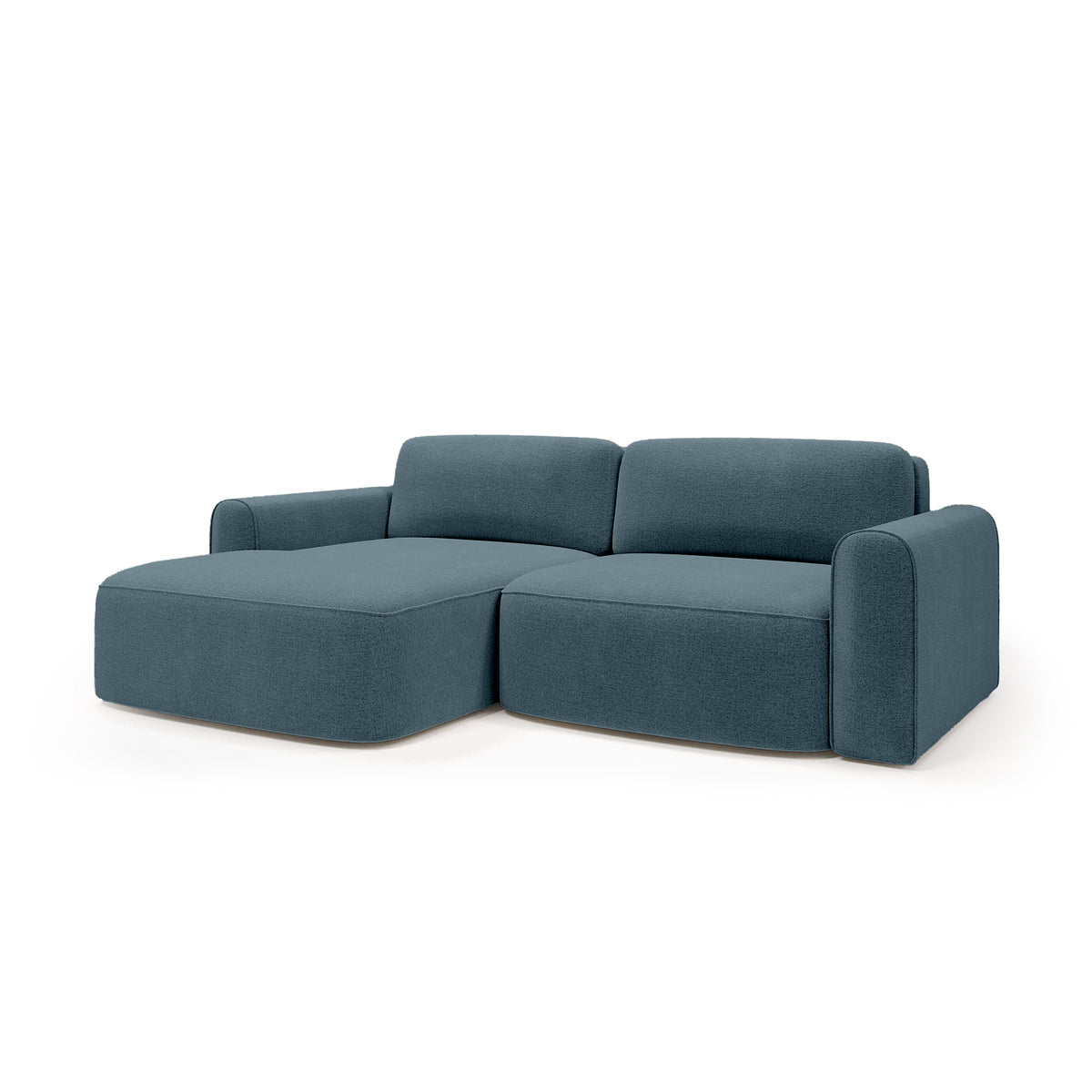 Ecksofa Saniri linksseitig in Stahlblau (CASTEL 74) – gepolstertes Ecksofa