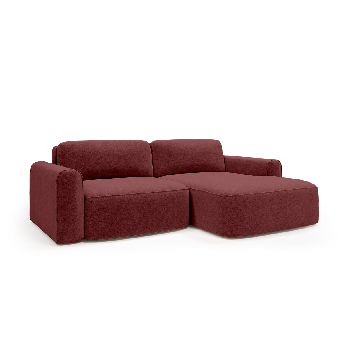Ecksofa Saniri rechtsseitig in Dunkler Rubin (CASTEL 59) – gepolstertes Ecksofa