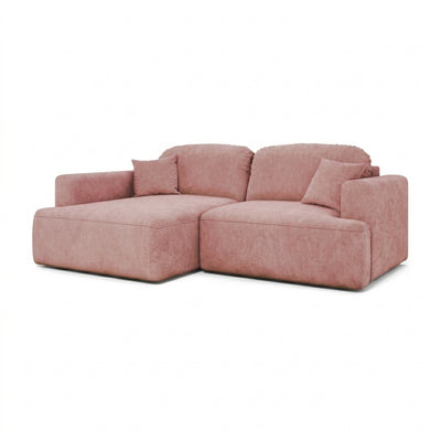 Ecksofa Senvali 240 cm Zimtpflaume (CLOUD 63) linksseitig – Ecksofa mit Schlaffunktion, Schrägansicht