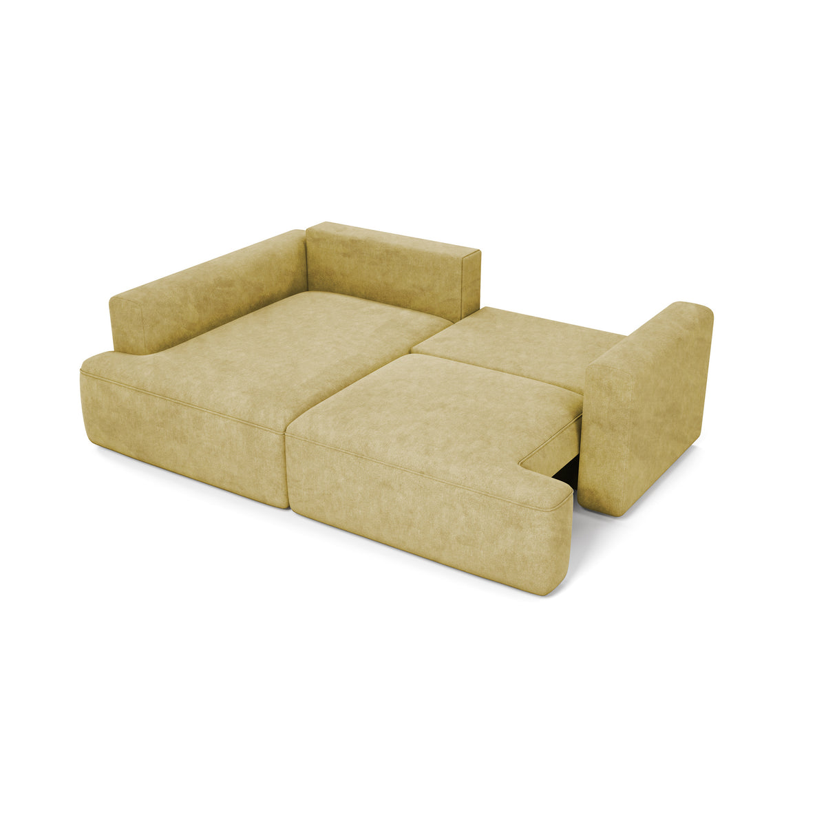 Ecksofa Senvali 240 cm Golden Sepia (CLOUD 32) ausgeklappt – Liegefläche 198 × 140 cm, Ecksofa zum Schlafen
