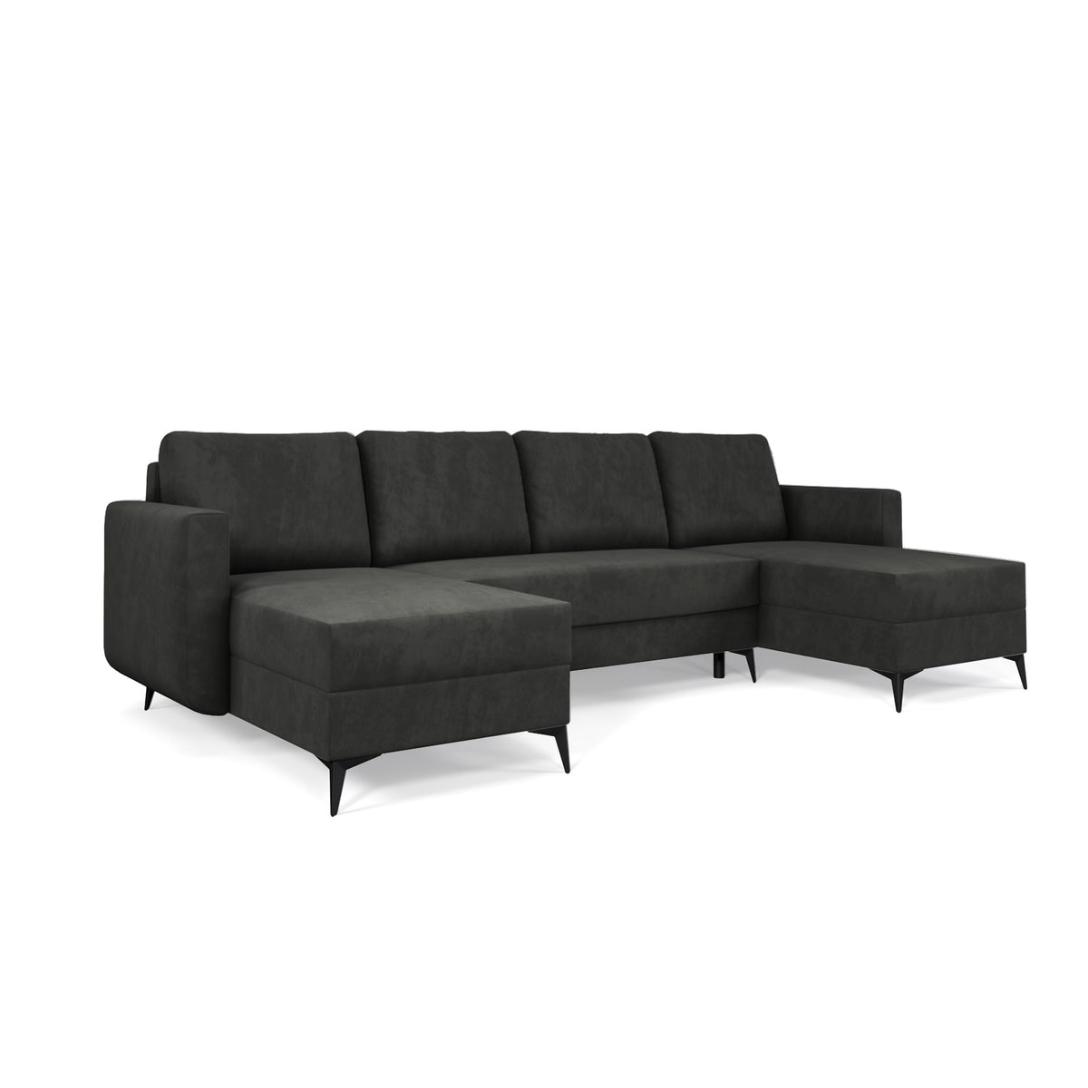 U-Ecksofa Forra 303 cm Grafitgrau (MANILA 19) mit Velours-Stoff Manila