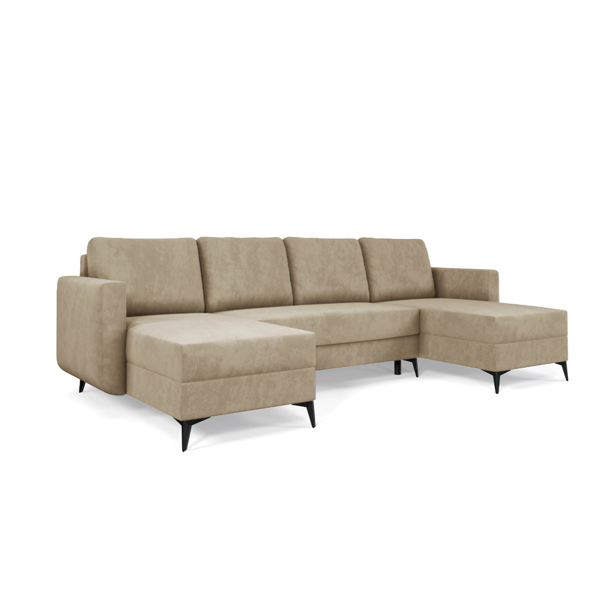 U-Ecksofa Forra 303 cm Puderfarbene Nuss (MANILA 02) im warmen Beige-Ton