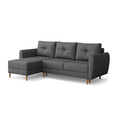 Ecksofa mit Schlaffunktion Harmi Tintenschiefer (SAWANA 06), linksseitige Version, Flechtgewebe Sawana