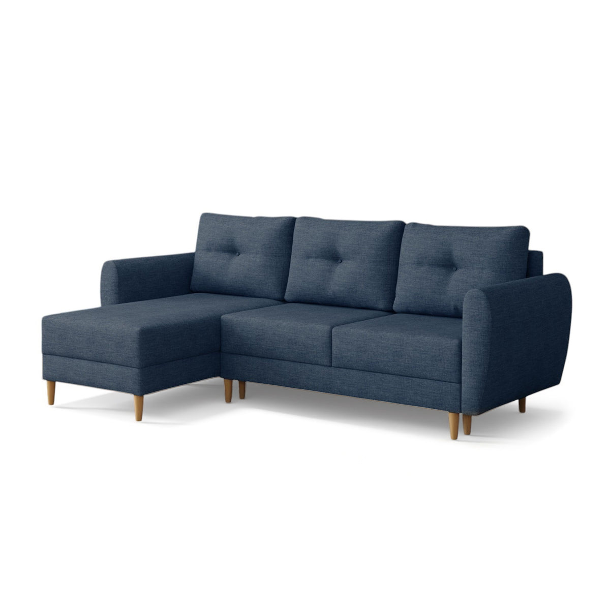 Ecksofa mit Schlaffunktion Harmi Sturmmarine (SAWANA 20), linksseitige Version, Flechtgewebe Sawana