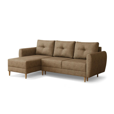 Ecksofa mit Schlaffunktion Harmi Kaffeeschiefer (SAWANA 03), linksseitige Version, Flechtgewebe Sawana