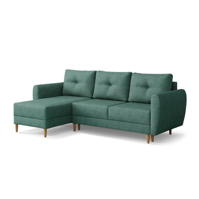 Ecksofa mit Schlaffunktion Harmi Petrolazur (SAWANA 30), linksseitige Version, Flechtgewebe Sawana