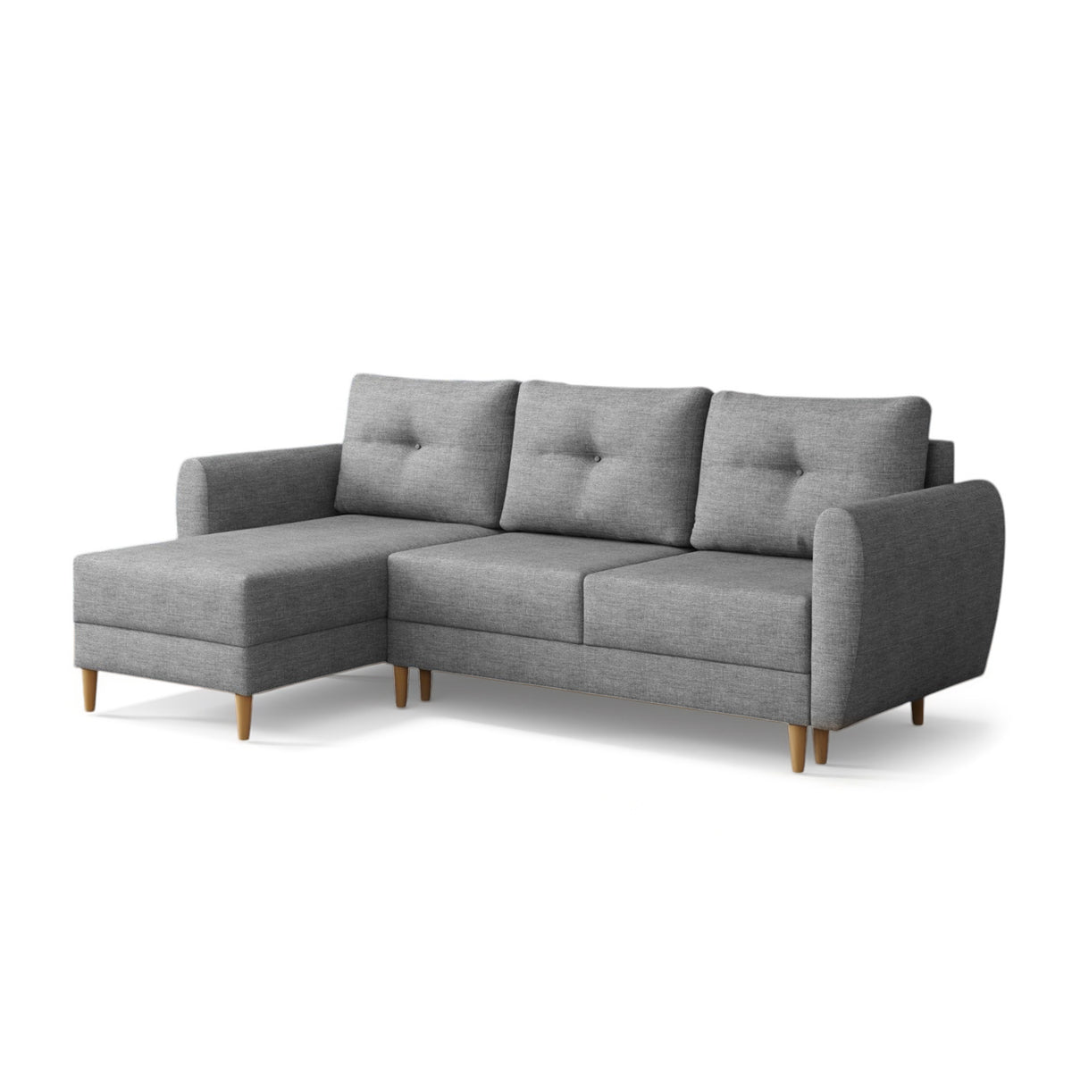 Ecksofa mit Schlaffunktion Harmi Aschquarz (SAWANA 32), linksseitige Version, Flechtgewebe Sawana