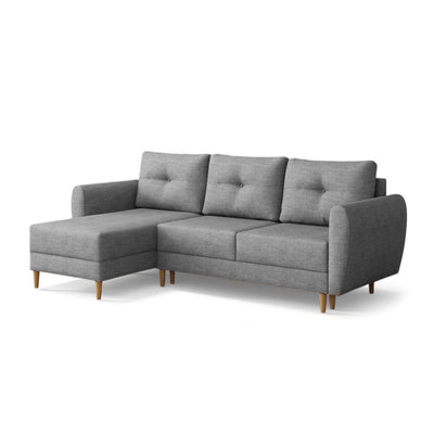 Ecksofa mit Schlaffunktion Harmi Aschquarz (SAWANA 32), linksseitige Version, Flechtgewebe Sawana