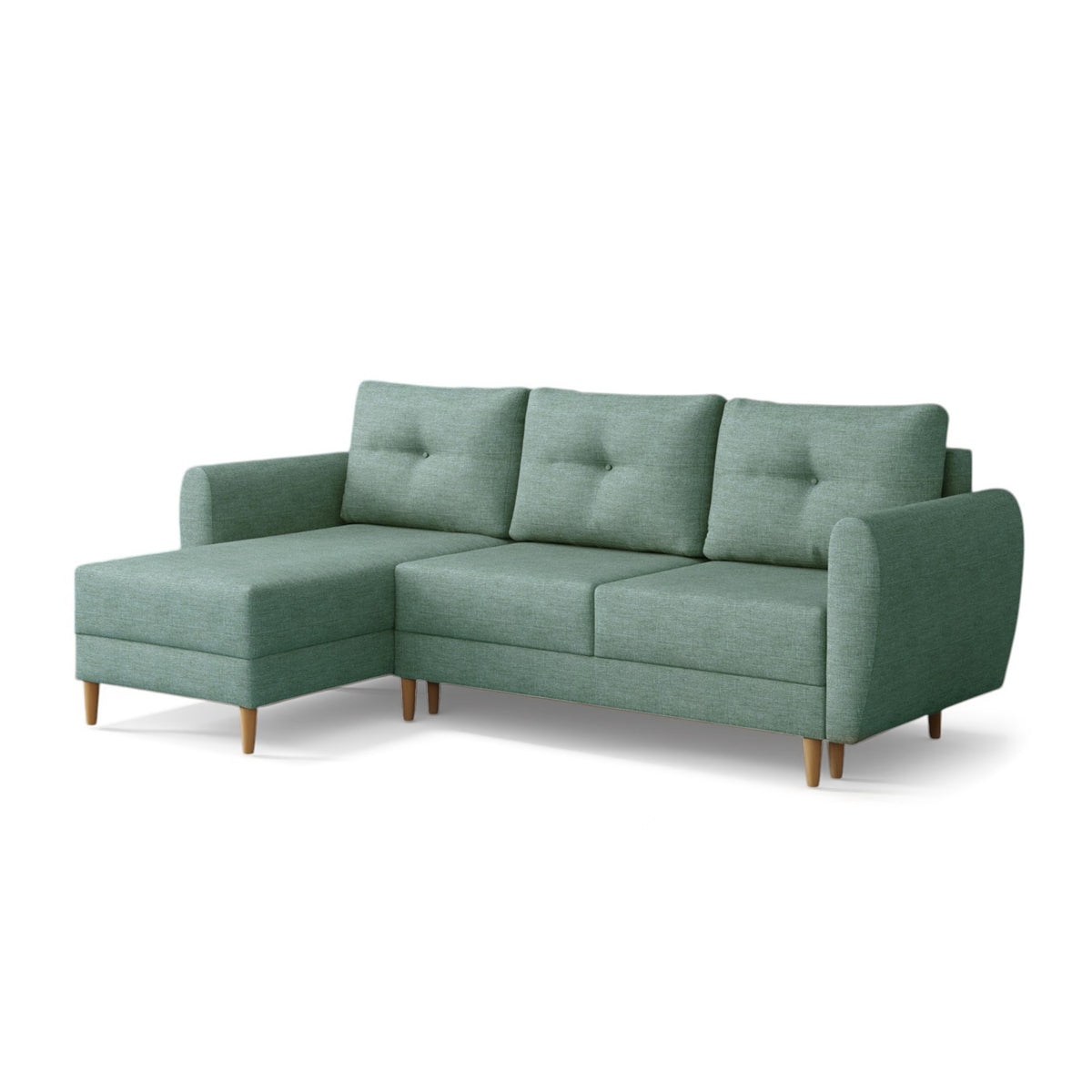 Ecksofa mit Schlaffunktion Harmi Silbriger Beton (SAWANA 29), linksseitige Version, Flechtgewebe Sawana