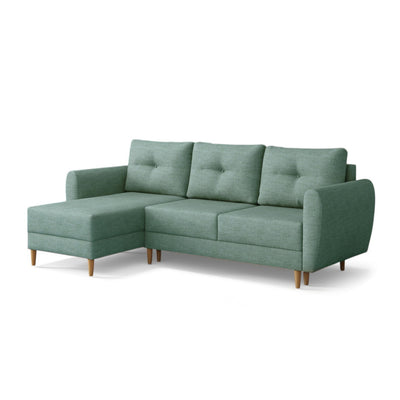 Ecksofa mit Schlaffunktion Harmi Silbriger Beton (SAWANA 29), linksseitige Version, Flechtgewebe Sawana
