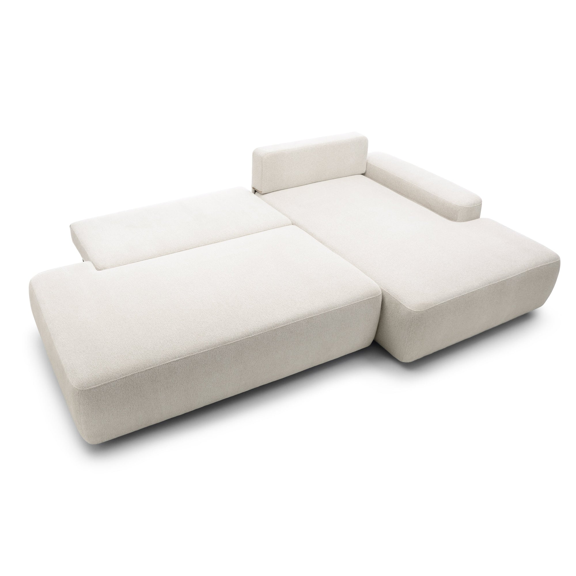 Narożnik z funkcją spania 4-osobowy 125x210 w stylu japandi – tapicerowany tył, system DL | Bamby