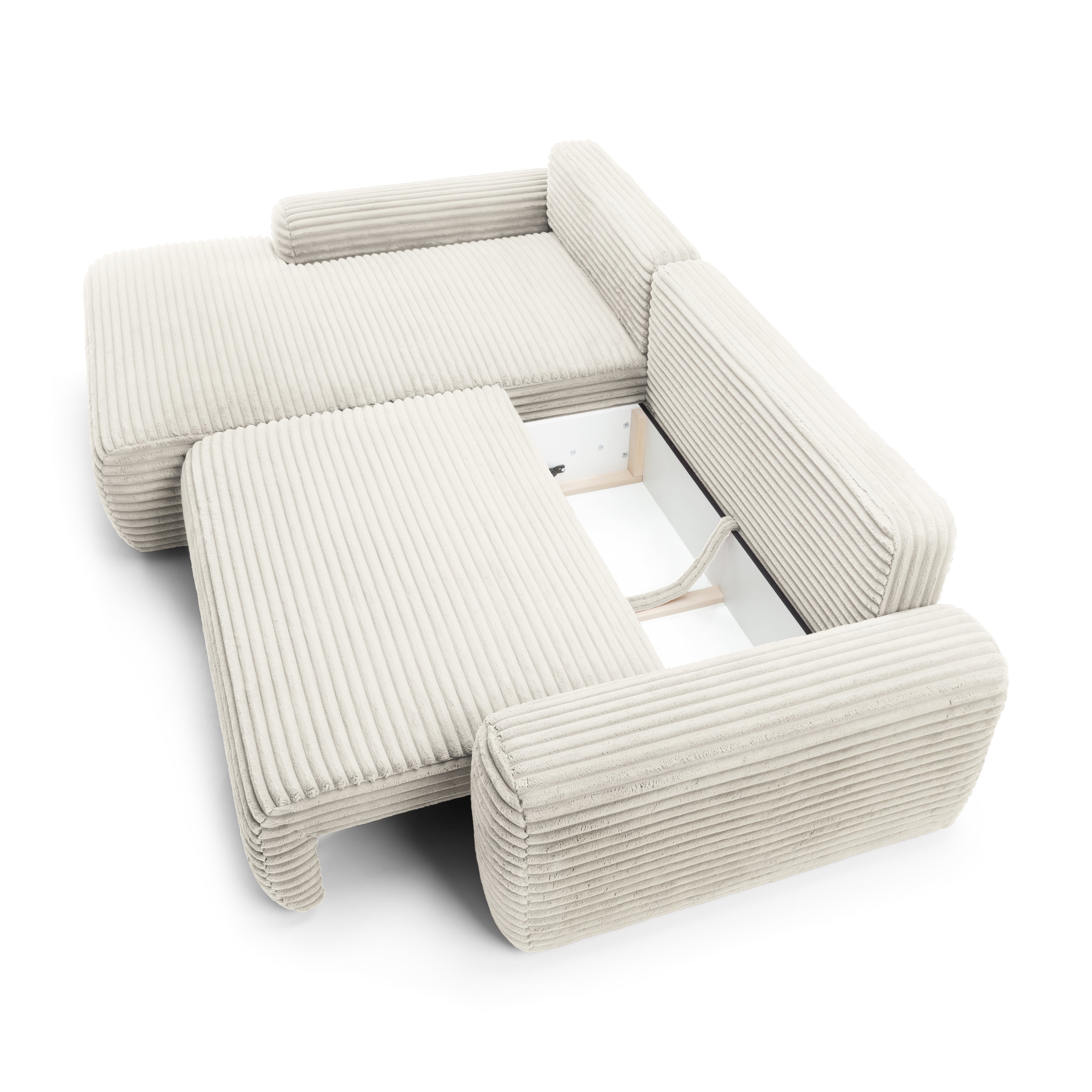 Narożnik z funkcją spania 125x200 z pojemnikiem w stylu nowoczesnym – tkanina Tilia, mechanizm DL | Dori