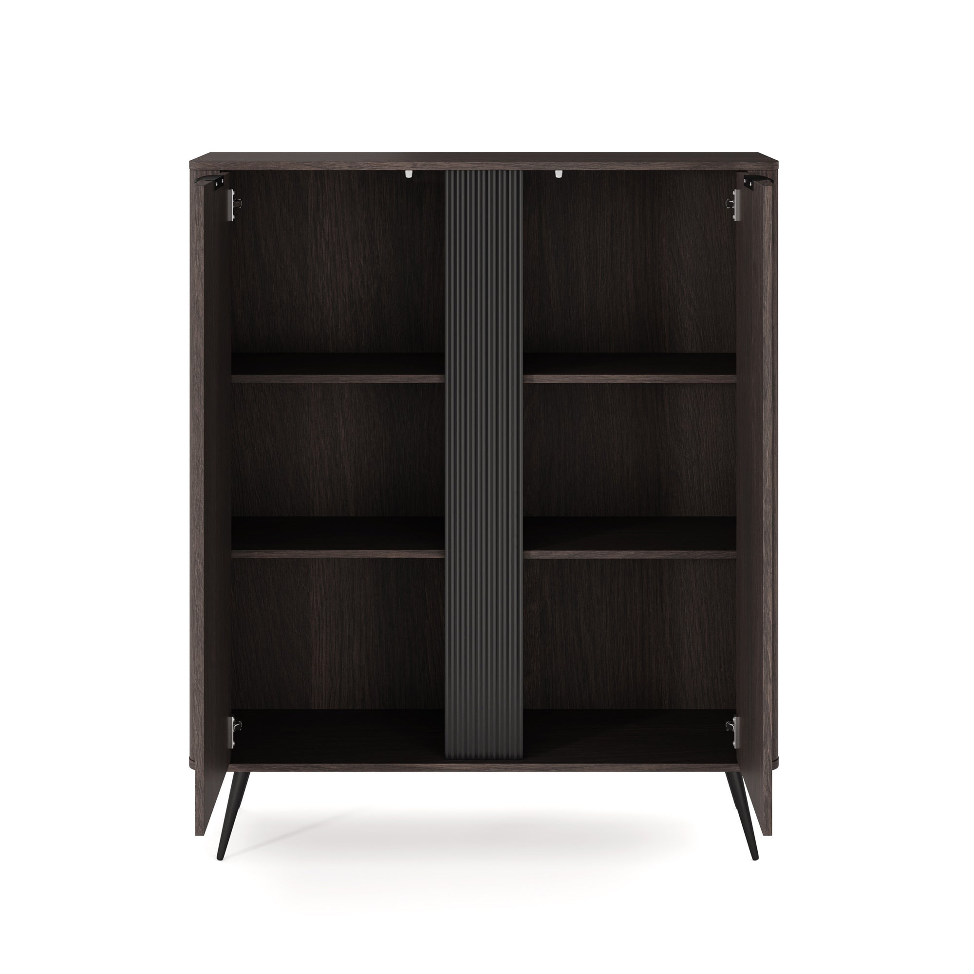 Komoda wysoka 2-drzwiowa 113x134 w stylu soft loft - dąb dunin, czarne uchwyty, minimalistyczna forma | Velia