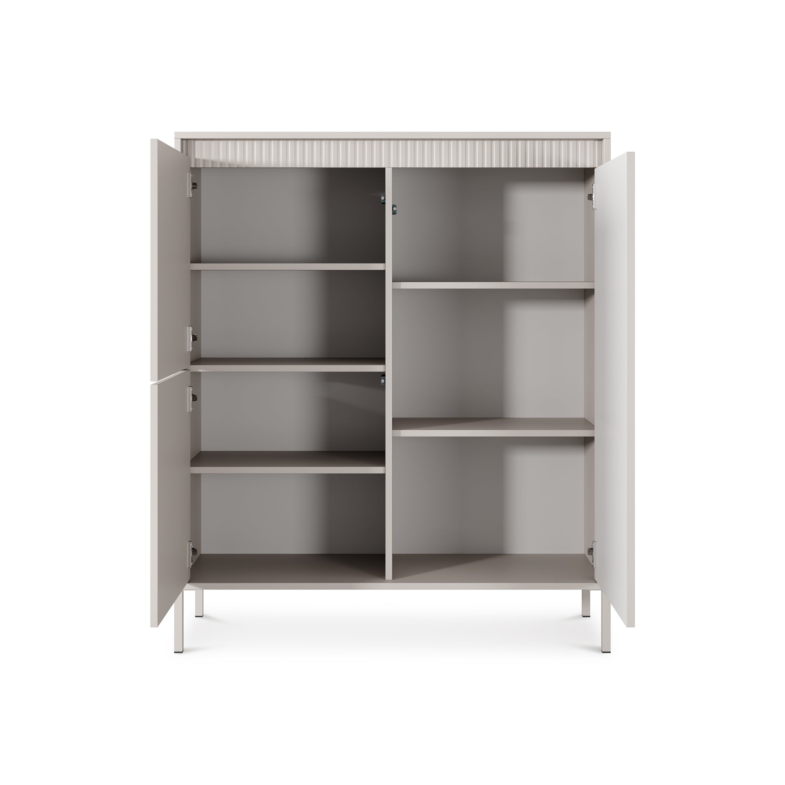 Komoda 3-drzwiowa 104x123 w stylu japandi - beż, push-to-open, wysoka forma | Senra