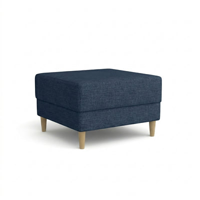 Pouf Harmi 66x66 Sturmmarine (SAWANA 20) – gepolsterter Pouf aus Flechtgewebe auf Buchenholzbeinen