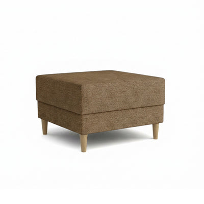 Pouf Harmi 66x66 Kaffeeschiefer (SAWANA 03) – gepolsterter Pouf aus Flechtgewebe auf Buchenholzbeinen