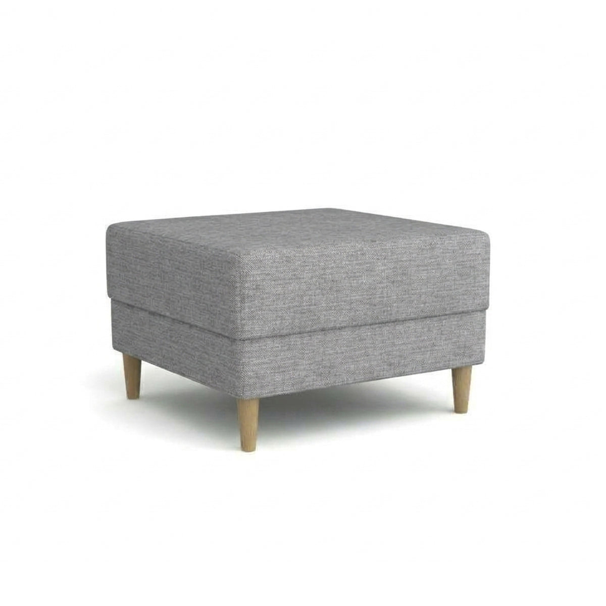 Pouf Harmi 66x66 Aschquarz (SAWANA 32) – gepolsterter Pouf aus Flechtgewebe auf Buchenholzbeinen