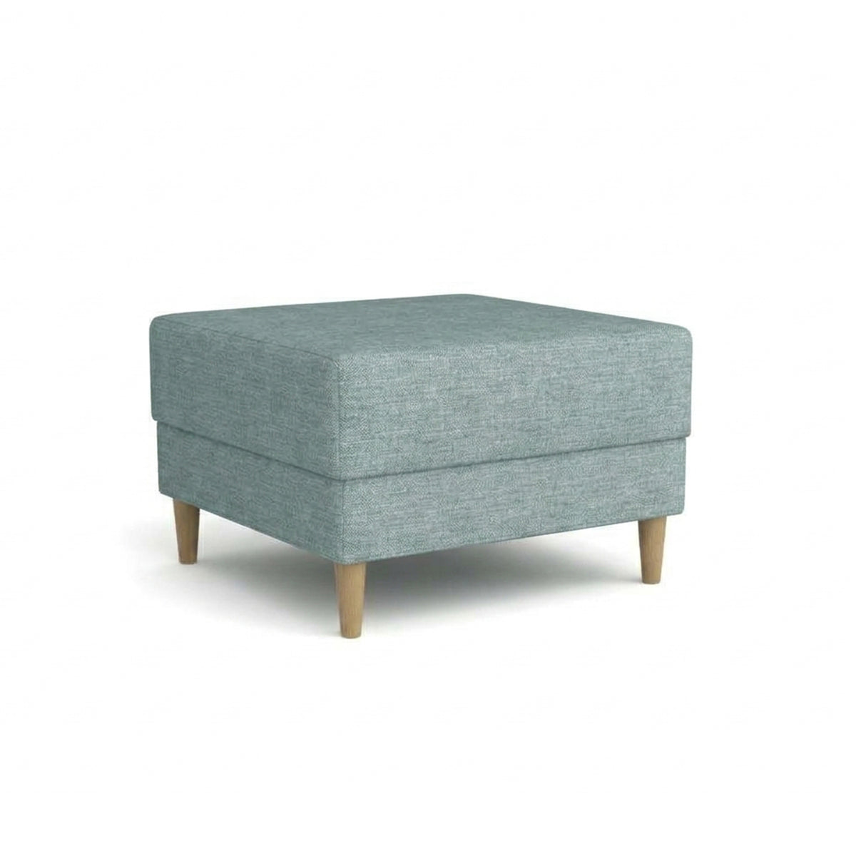Pouf Harmi 66x66 Silbriger Beton (SAWANA 29) – gepolsterter Pouf aus Flechtgewebe auf Buchenholzbeinen