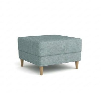 Pouf Harmi 66x66 Silbriger Beton (SAWANA 29) – gepolsterter Pouf aus Flechtgewebe auf Buchenholzbeinen