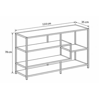 Regal Skeleto 114x78 – Maßzeichnung mit Breite, Höhe und Tiefe