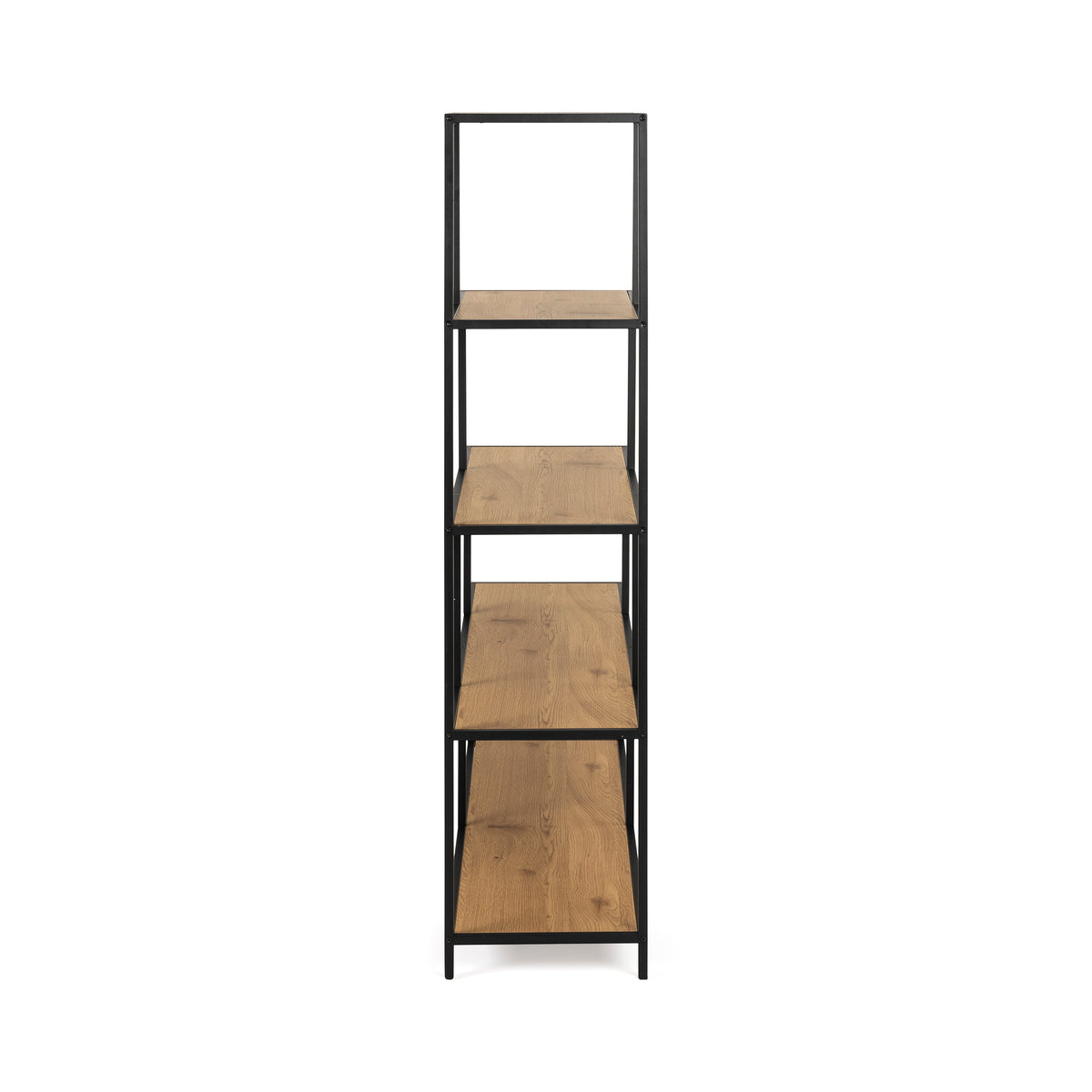 Regal „Skeleto“ 135 x 150, „Wilde Eiche“, Seitenansicht – offenes Regal mit einer Tiefe von 35 cm