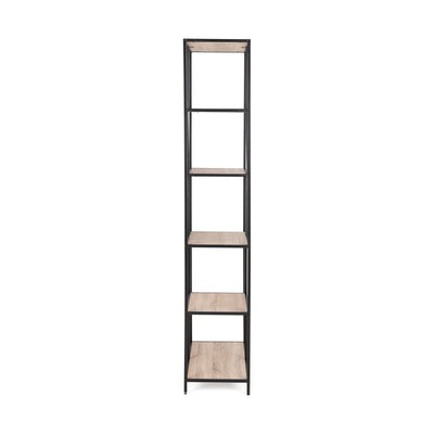 Regal „Skeleto“ 77 x 185, Eiche Sonoma, Seitenansicht – schlankes Regal mit einer Tiefe von 35 cm