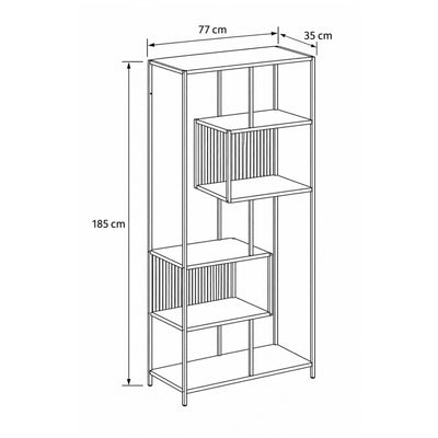 Regal Skeleto 77x185 – Maßzeichnung mit Breite, Höhe und Tiefe