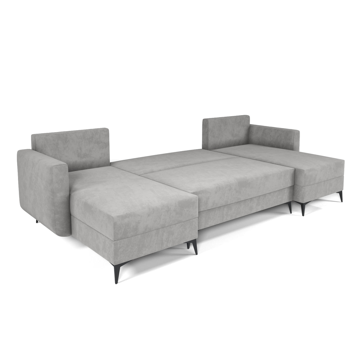 Ausgeklapptes U-Ecksofa Forra Stahlgrau (MANILA 16) – Liegefläche 270 × 130 cm, Mechanismus DL