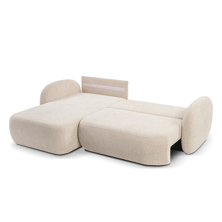 Narożnik 4-osobowy z funkcją spania w stylu minimalistycznym – Tkanina Abriamo, automat DL, tapicerowane plecy | OLEMO