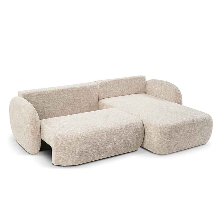 Narożnik 4-osobowy z funkcją spania w stylu minimalistycznym – Tkanina Abriamo, automat DL, tapicerowane plecy | OLEMO