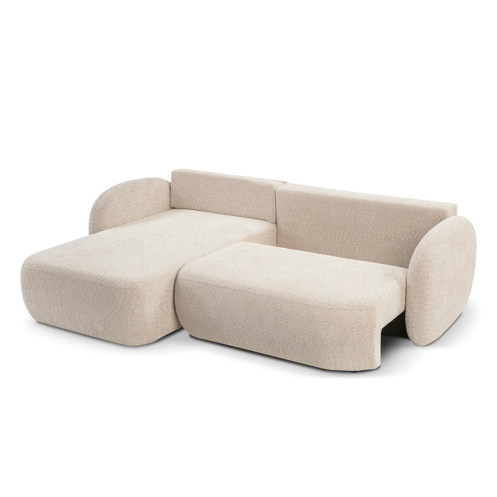 Narożnik 4-osobowy z funkcją spania w stylu minimalistycznym – Tkanina Abriamo, automat DL, tapicerowane plecy | OLEMO