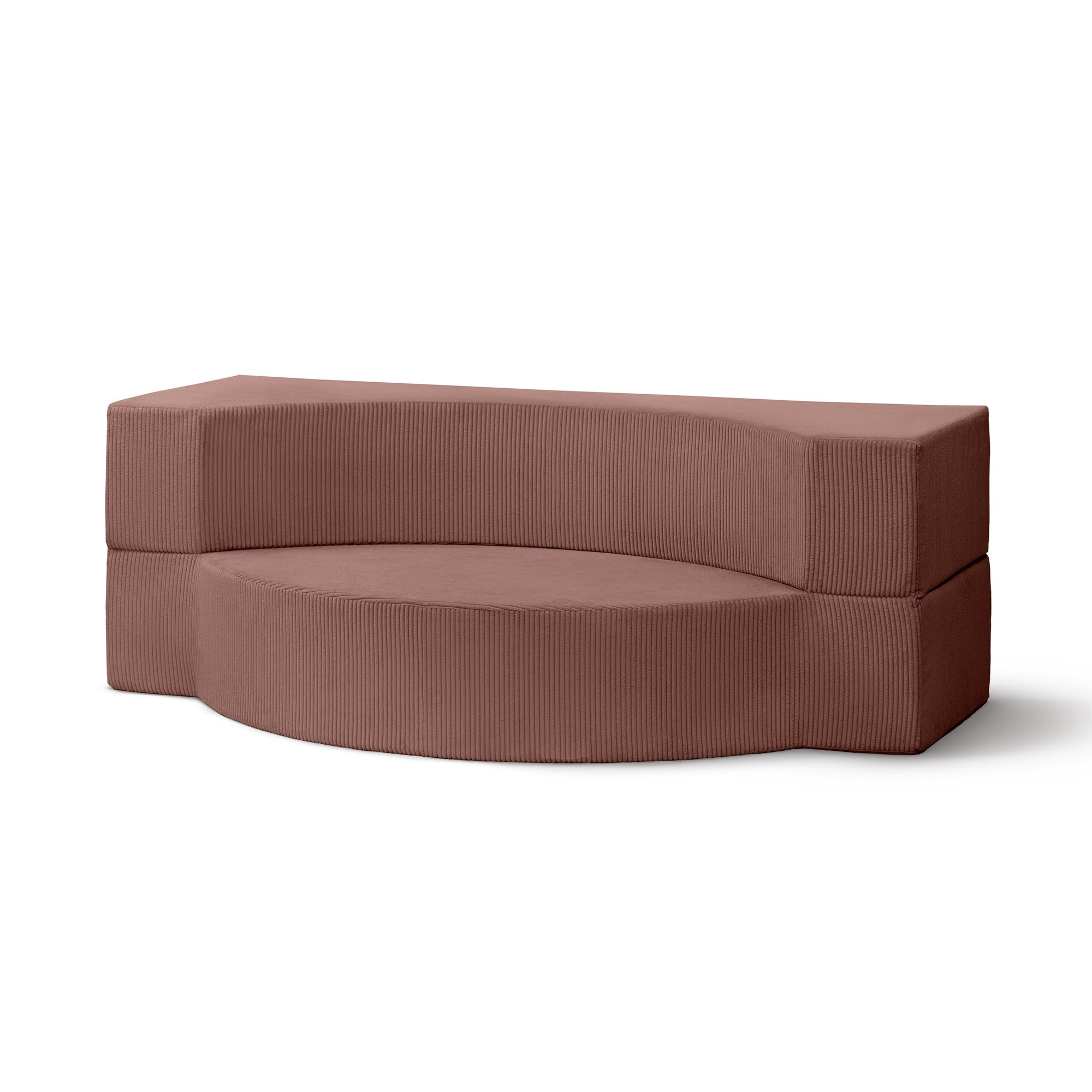 Sofa piankowa modułowa 200 cm z funkcją spania w stylu japandi – sztruks POSO, półokrągła forma | Lunaria Ceglane Ciepło (POSO 29)