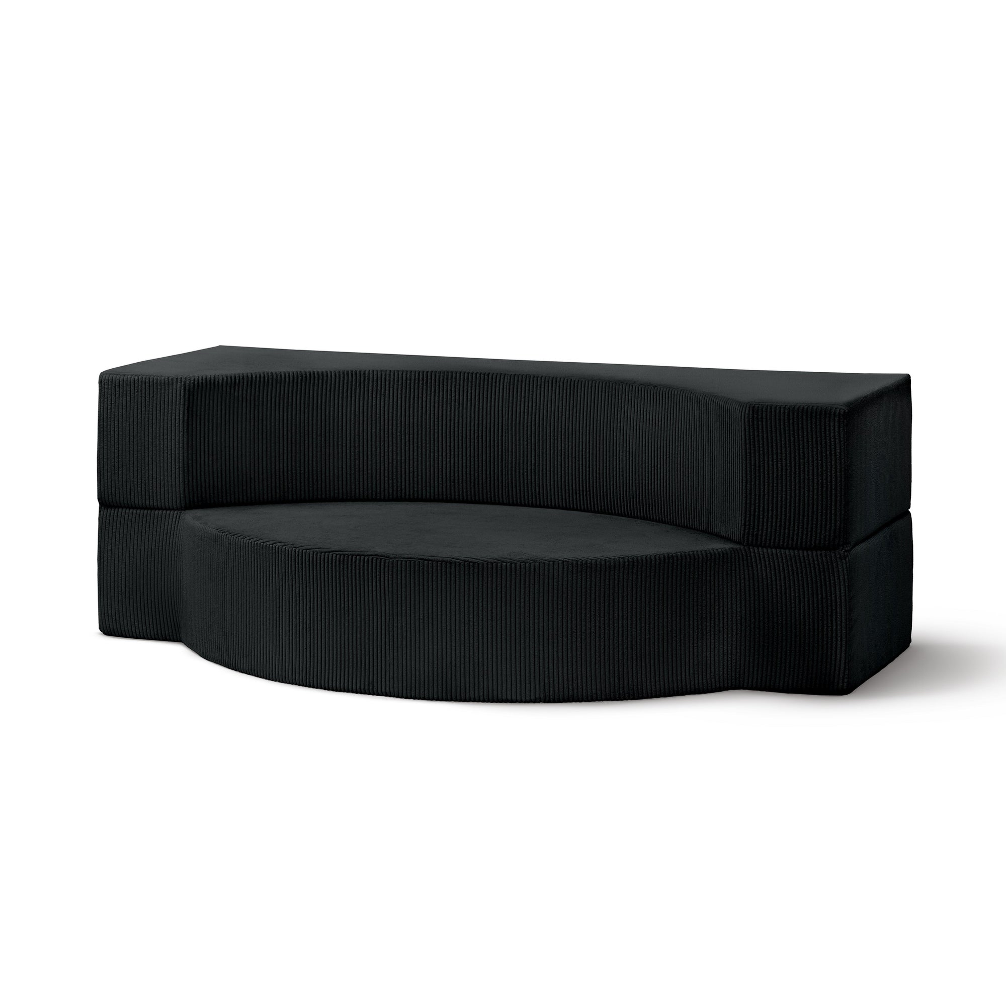 Sofa piankowa modułowa 200 cm z funkcją spania w stylu japandi – sztruks POSO, półokrągła forma | Lunaria Węgiel (POSO 135)