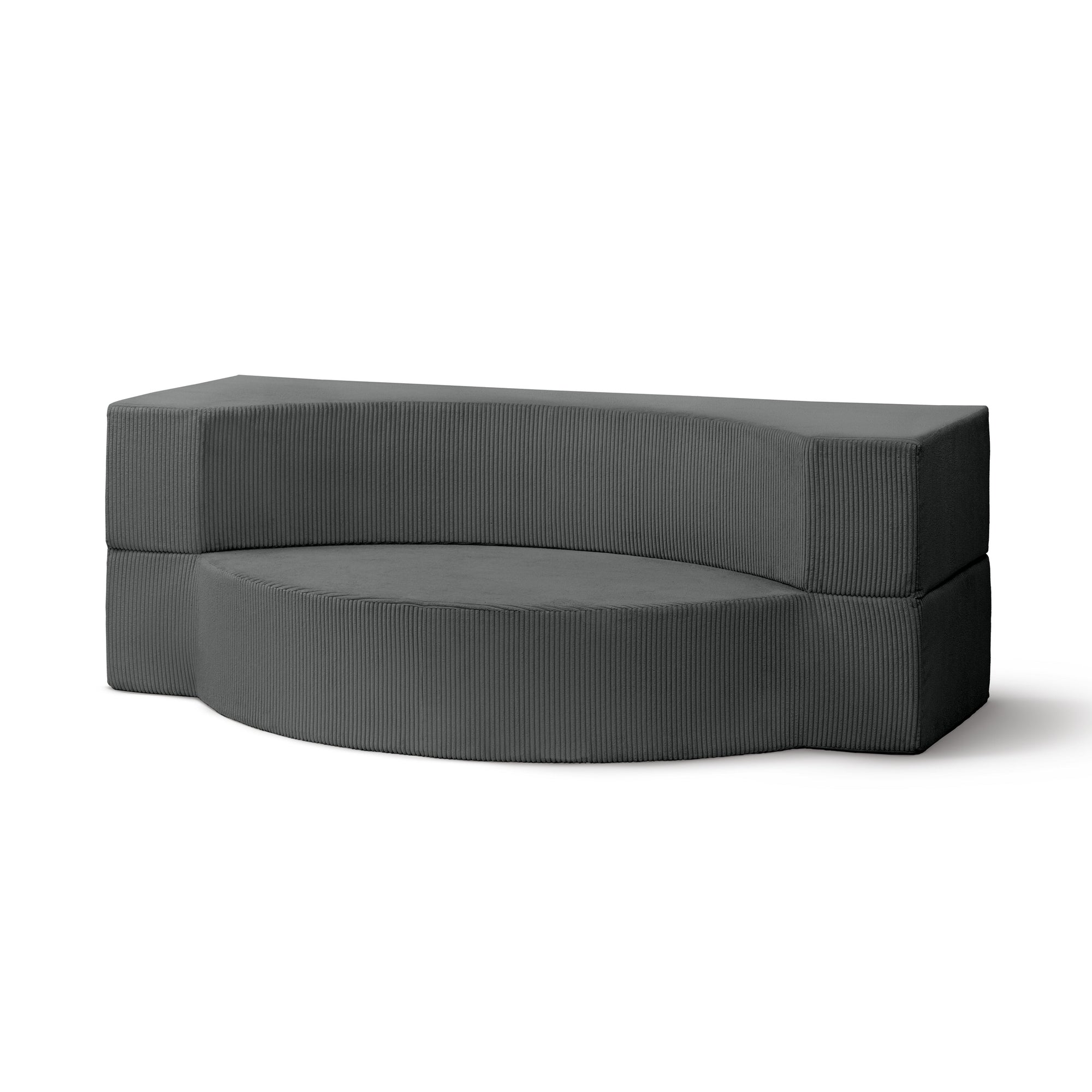 Sofa piankowa modułowa 200 cm z funkcją spania w stylu japandi – sztruks POSO, półokrągła forma | Lunaria Cynk (POSO 115)